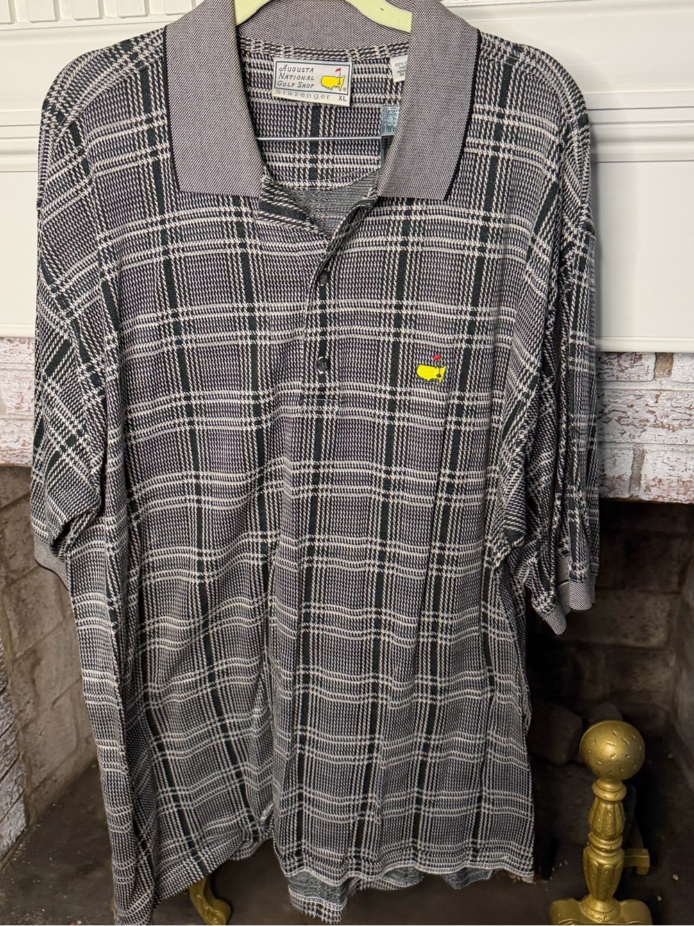Masters Augusta National Black and Gray Plaid Polo Vintage 90s 80s grandpa
